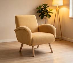Upholstered Tapered Leg Armchair Rubber Wood Armchair