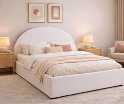 Upholstered Arched Headboard Bed Gas Lifting Bed