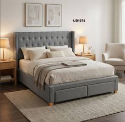 Wingback Tufted Storage Bed Storage Drawers Bed