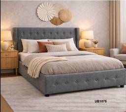 Upholstered Wingback Tufted Bed Gas Lifting Bed