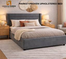 Upholstered Panel Headboard Bed Gas Lifting Bed