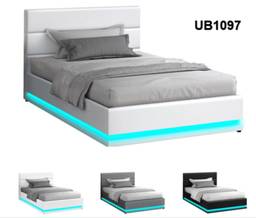 Modern Upholstered LED Bed Gas Lifting Bed